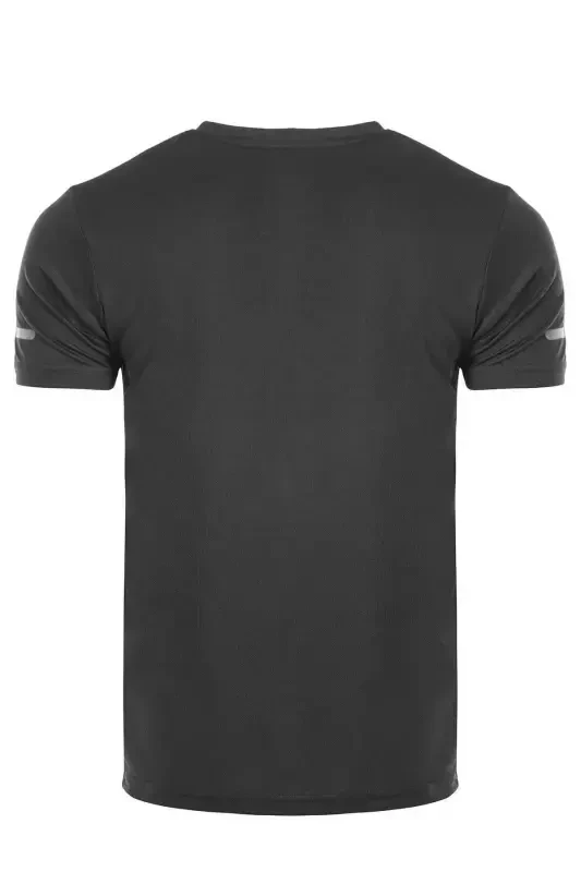 Erkek Nem Emici Hızlı Kuruma Atletik Teknik Performans Spor T-shirt-KOYU GRİ - 3