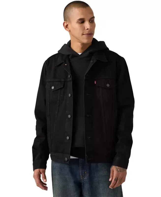 Men's Regular-Fit Stretch Denim Trucker Jacket - Thurs Night - 4