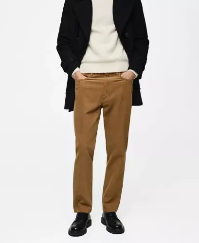 Men's Regular-Fit Corduroy Pants - Medium Brown - 1