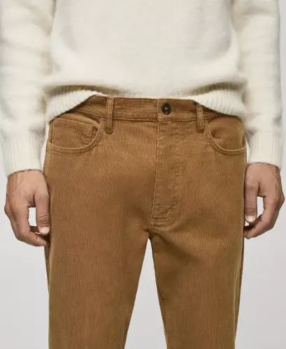 Men's Regular-Fit Corduroy Pants - Medium Brown - 5