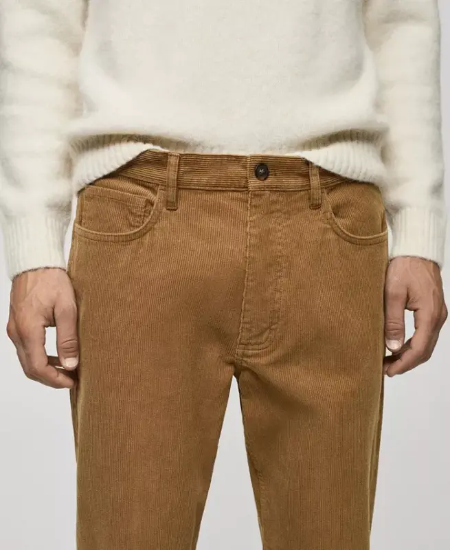 Men's Regular-Fit Corduroy Pants - Medium Brown - 5