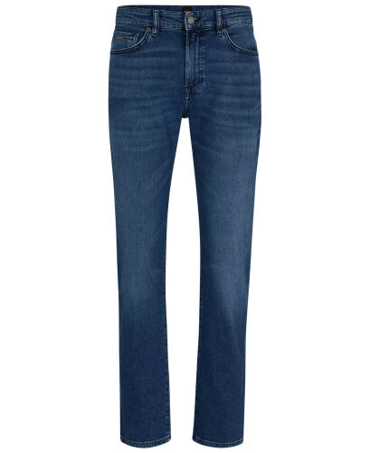 Men's Mid-Blue Comfort-Stretch Regular-Fit Jeans-Medium Blue - HUGO BOSS (1)