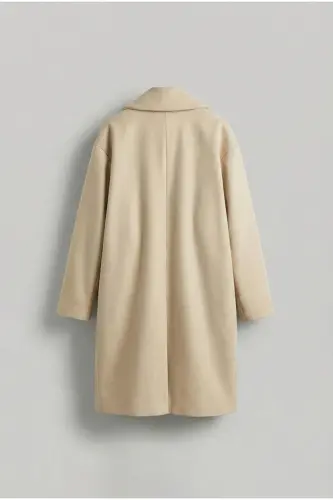 Erkek Oversize İtalyan Kaşe Kaban Açık Bej-Açık Bej - ABLUKAONLINE (1)