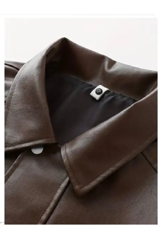ERKEK OVERSİZE/SALAŞ PREMİUM BOMBER DERİ CEKET-Kahverengi deri - 2