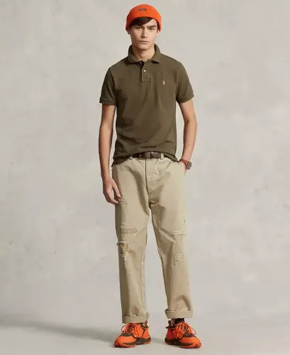 Men's Custom Slim-Fit Mesh Polo Shirt - Canopy Olive - POLO RALPH LAUREN (1)