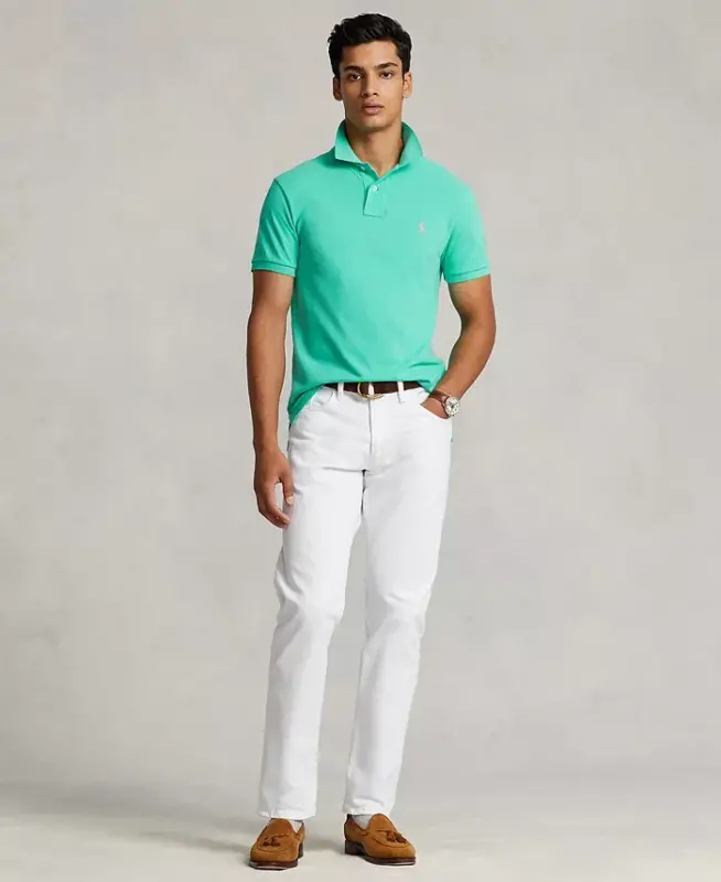 Men's Custom Slim-Fit Mesh Polo Shirt - Sunset Green - 2