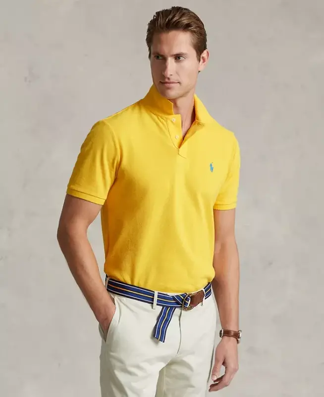 Men's Custom Slim-Fit Mesh Polo Shirt - Yellow Fin - 1