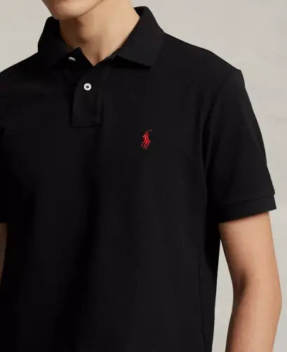 Men's Custom Slim-Fit Mesh Polo Shirt - Polo Black - 3