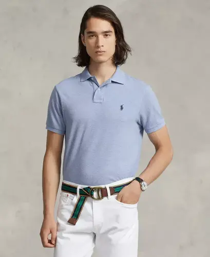 Men's Custom Slim-Fit Mesh Polo Shirt - Isle Heather 