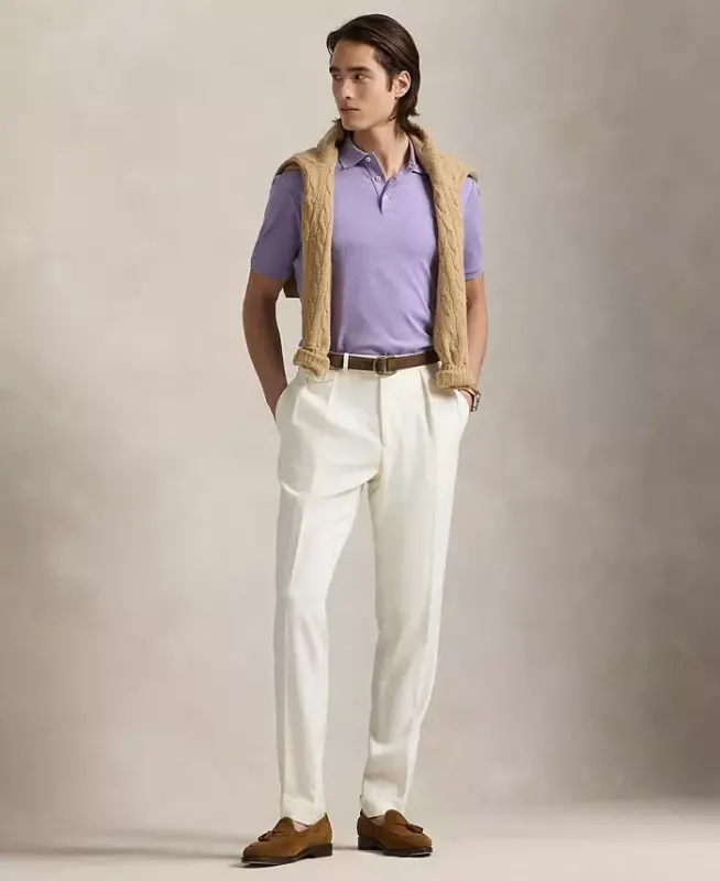 Men's Custom Slim Fit Soft Cotton Polo Shirt-Amethyst Heather - POLO RALPH LAUREN