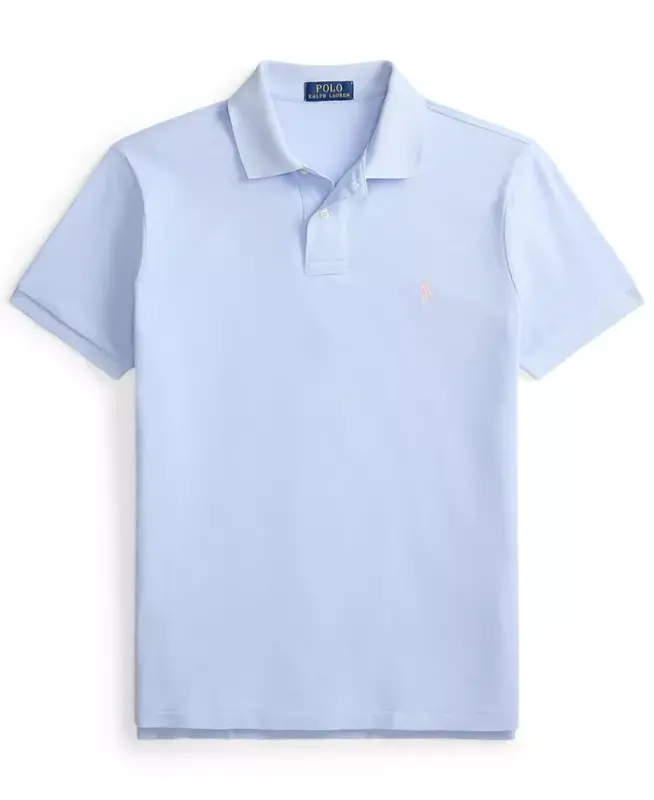 Men's Custom Slim-Fit Mesh Polo Shirt - Pebble Blue - 4
