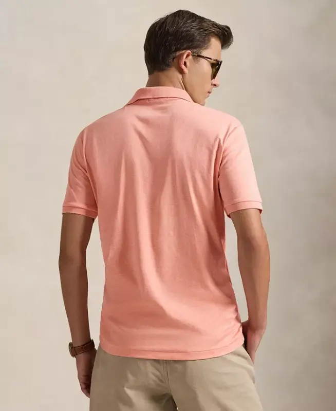 Men's Custom Slim Fit Soft Cotton Polo Shirt - Soft Orange Heather - 4