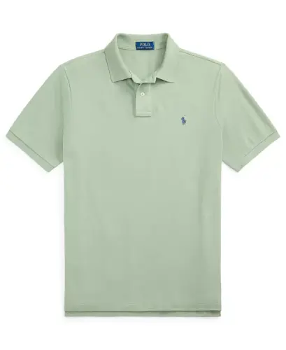 Men's Custom Slim-Fit Mesh Polo Shirt - Light Green - 5