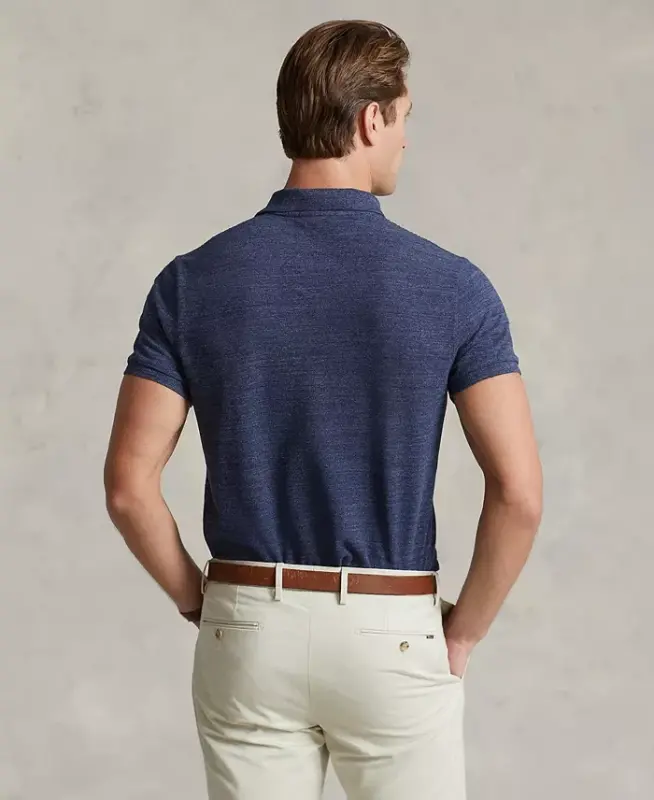 Men's Custom Slim-Fit Mesh Polo Shirt - Classic Royal Heather - 4