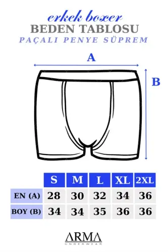 Erkek Paçalı Külot Boxer 6'lı Paket Gri %100 Pamuk Penye - 2