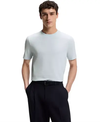 Men's Cotton-Blend Regular-Fit Bubble-Jacquard T-Shirt - Open Bu - HUGO BOSS (1)