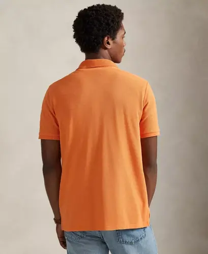 Erkek Pamuklu Özel Kesim Slim Fit Mesh Polo Gömlek - Kona Turuncusu - 2