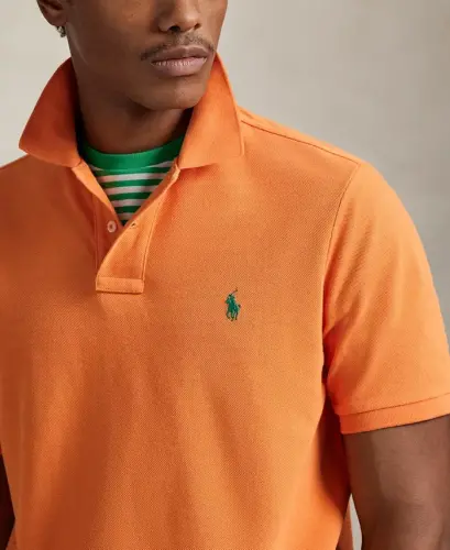 Erkek Pamuklu Özel Kesim Slim Fit Mesh Polo Gömlek - Kona Turuncusu - 3