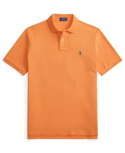 Erkek Pamuklu Özel Kesim Slim Fit Mesh Polo Gömlek - Kona Turuncusu - 5