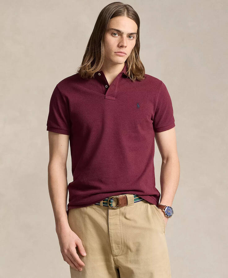 Erkek Pamuklu Özel Slim Fit Örgü Polo Tişört Kırmızı - 1