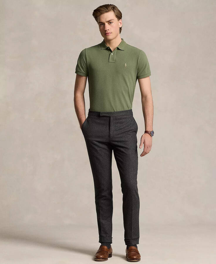 Erkek Pamuklu Özel Slim Fit Örgü Polo Tişörtü Yeşil - 4