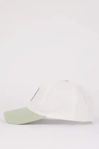 Erkek Renk Bloklu Pamuklu Cap Şapka-Mint - Modazone (1)