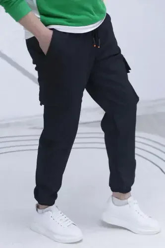 Erkek Paraşüt Kumaş Kargo Jogger Pantalon (DAR KESİM)-Siyah - WAFRA (1)