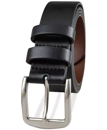 Men's Burnished-Edge Belt, Created for Modazone -Black - CLUB ROOM (1)
