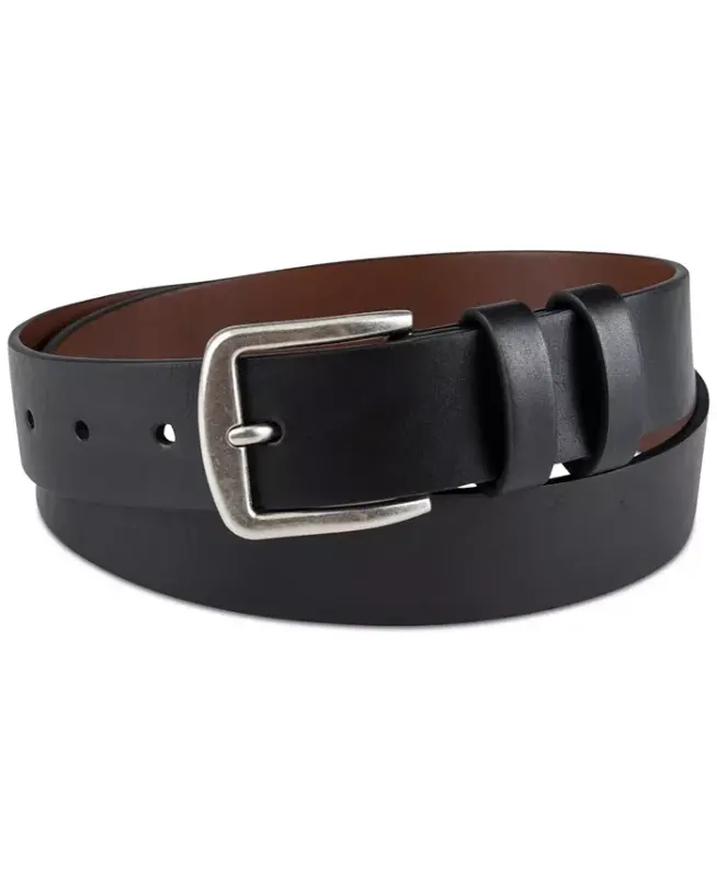 Men's Burnished-Edge Belt, Created for Modazone -Black - CLUB ROOM