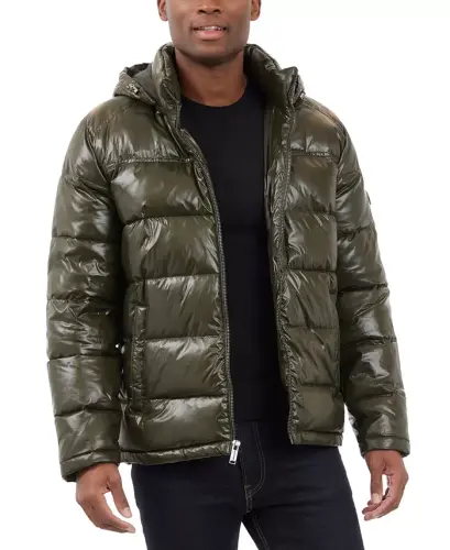 Men's Shine Puffer Jacket-Dark Olive 