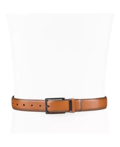 Men's Burnished Edge and Metal Loop Dress Belt, Created for Modazone - Tan - 5