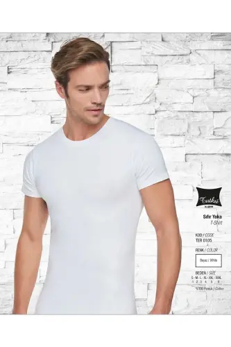 Erkek Penye 0 Yaka Yarım Kollu 6'lı Paket Atlet - BEYAZ 