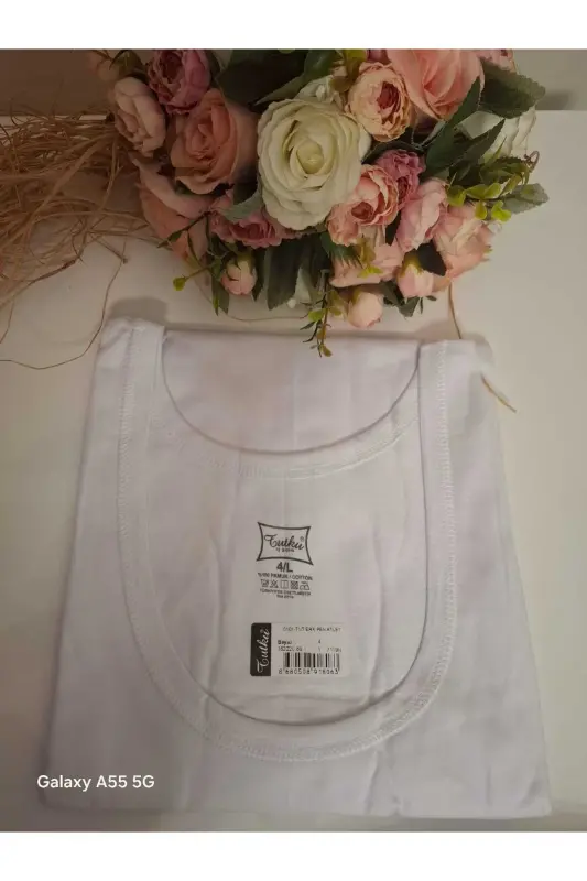 Erkek Penye Atlet Beyaz Klasik-6 Adet-Beyaz - 3