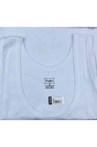 Erkek Penye Atlet Beyaz Klasik-6 Adet-Beyaz - 4