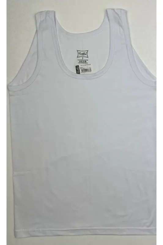 Erkek Penye Atlet Beyaz Klasik-6 Adet-Beyaz - 5