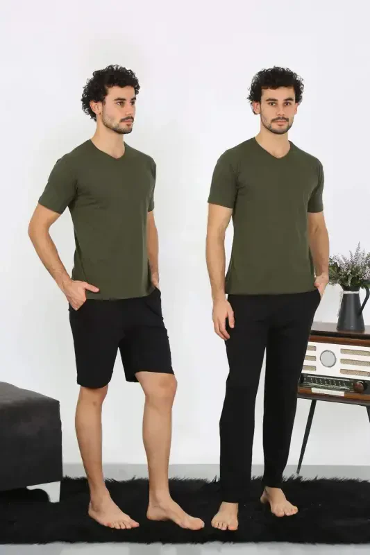 Erkek Penye Haki 3'lü Pijama Takımı 6848 - 2