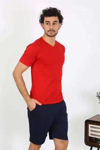 Erkek Penye Kırmızı 3'lü Pijama Takımı 6848 - 17