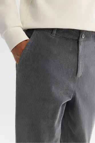 Erkek Petrol Mavi Klasik Bel Kalın Fitilli Kadife Chino Relaxed Fit Pantolon A42Y3017 - Petrol Mavi - 5