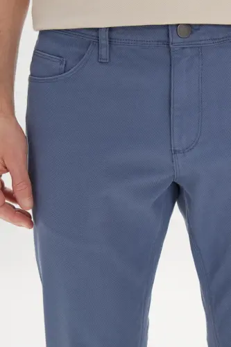 Erkek Petrol Slim Fit Dar Kesim 5 Cep Armürlü Esnek Pantolon - Petrol - 6