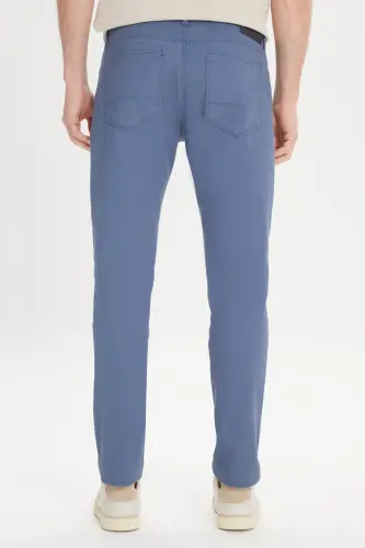 Erkek Petrol Slim Fit Dar Kesim 5 Cep Armürlü Esnek Pantolon - Petrol - 7