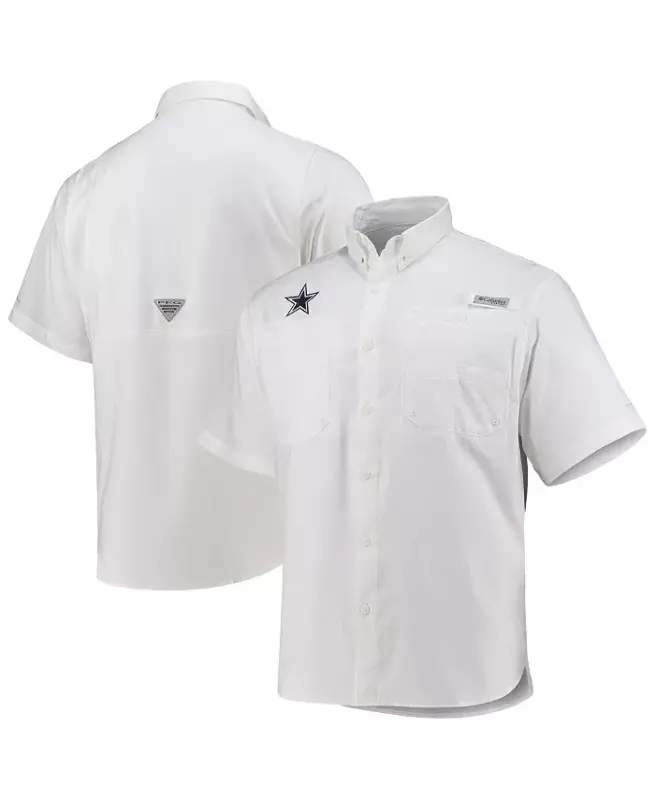 Men's PFG White Dallas Cowboys Tamiami Omni-Shade Button-Down Shirt - White - COLUMBIA