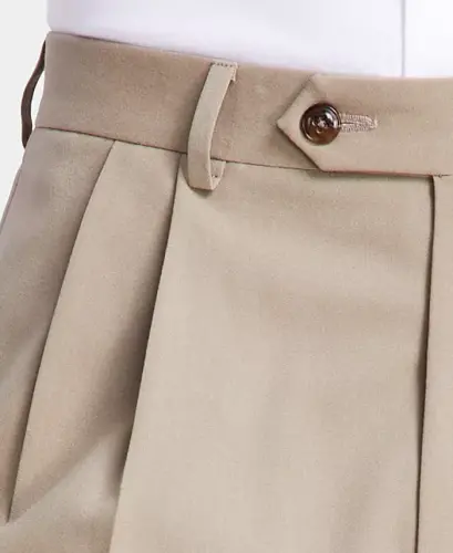 Men's Pleated Solid Classic Fit Pants - Tan - 5