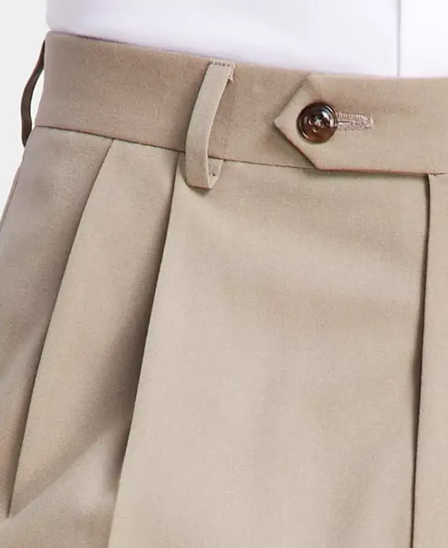 Men's Pleated Solid Classic Fit Pants - Tan - 5