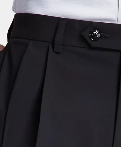 Men's Pleated Solid Classic Fit Pants - Black - 5