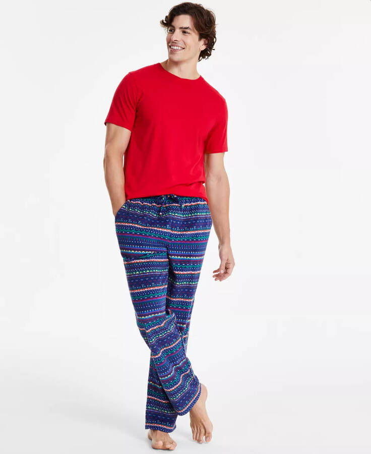 Erkek Polar Pijama Pantolonu, Modazone için Oluşturuldu, Navy Çizgili - 5