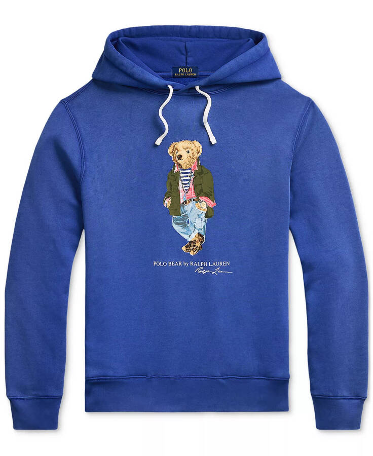 Erkek Polo Bear Boyalı Polar Kapüşonlu Sweatshirt Mavi - 5