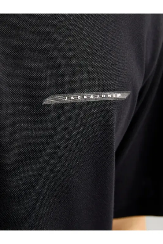 Erkek Polo Yaka Tişört Siyah-Siyah - 4