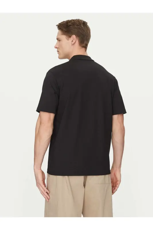Erkek Polo Yaka Tişört Siyah-Siyah - 6