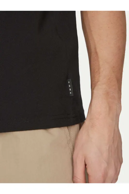 Erkek Polo Yaka Tişört Siyah-Siyah - 8