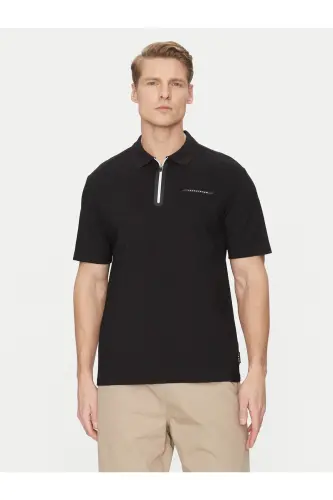 Erkek Polo Yaka Premium Tişört Siyah - Siyah-Beyaz-Zip - 4